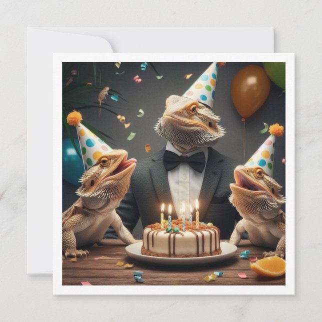 Invitation Animaux de fête de dragon barrés, anniversaire de  (Devant)