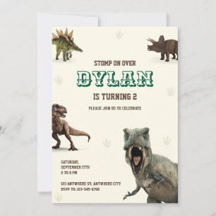 Invitation Animaux de fête dinosaures Anniversaire Enfants