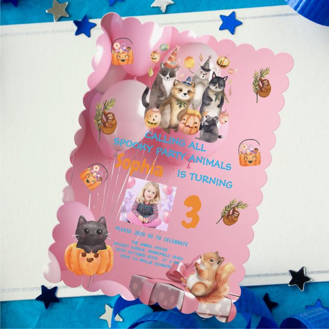 Invitation Animaux de fête éffrayante thème Anniversaire de e (Créateur téléchargé)