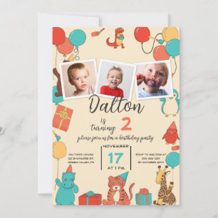 Invitation Animaux de fête et photos Anniversaire des enfants