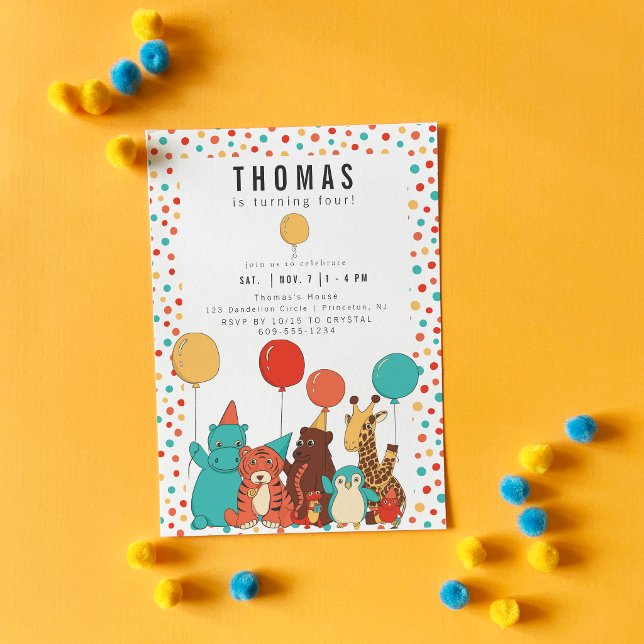 Invitation Animaux de Fête et Points de Naissance Personnalis (Créateur téléchargé)