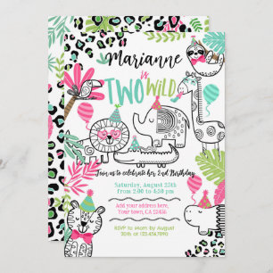 Invitation Animaux de fête, Jungle Safari 2e anniversaire