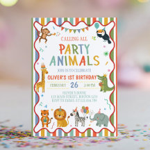Animaux de fête mignons Safari Anniversaire Enfant