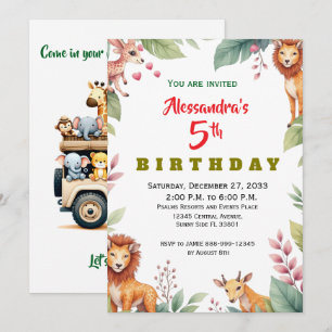 Invitation Animaux de fête modernes Safari jungle