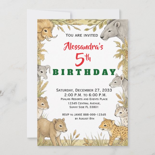 Invitation Animaux de fête modernes Safari jungle (Devant)
