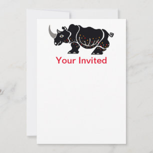 Invitation Animaux de fête - Rhinoceros - Faune africaine -