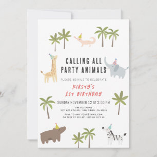 Invitation Animaux de fête Safari 1er anniversaire