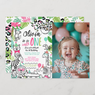 Invitation Animaux de fête, Safari Jungle 1er anniversaire