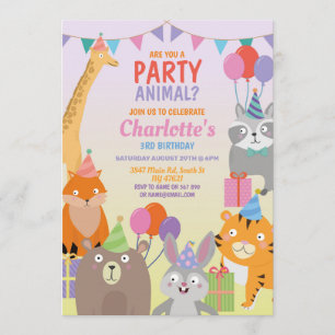 Invitation Animaux de fêtes Zoo de la jungle sauvage de Ballo