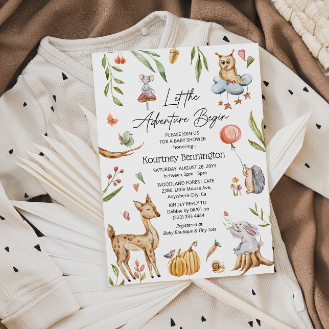 Invitation Animaux de forêt charmants Fête de naissance neutr (Créateur téléchargé)