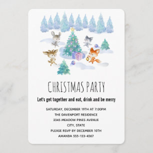 Invitation Animaux de forêt dansant autour de la fête des arb