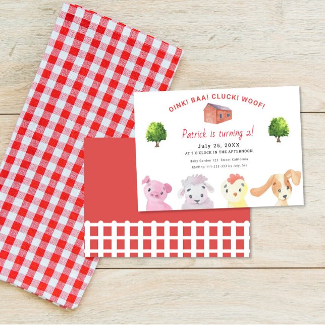 Invitation Animaux de la ferme 2ème anniversaire (Créateur téléchargé)