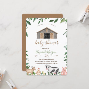 Invitation Animaux de la Ferme à l'Aquarelle Fête Prénatale d