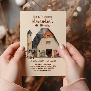 Invitation Animaux de la ferme Barnyard Anniversaire