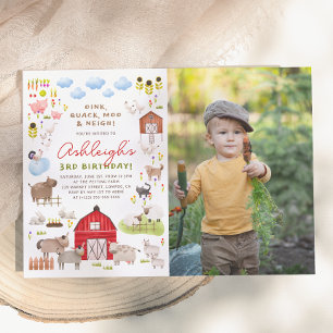 Invitation Animaux de la Ferme Fête d'Anniversaire de la Cour
