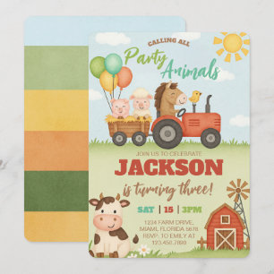 Invitation Animaux de la ferme Ranch Enfants Anniversaire