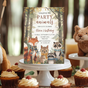 Invitation Animaux de la fête des bois Renard forestier, rato
