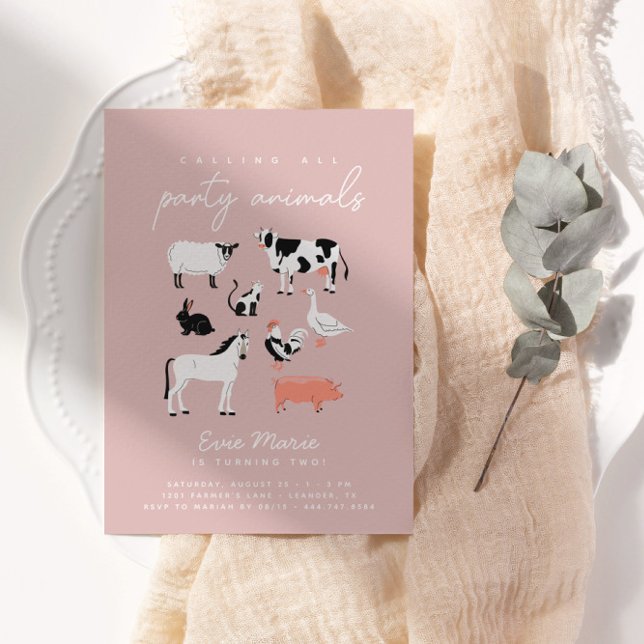 Invitation Animaux de la Fête des Enfants | Thème de ferme An (Simple, modern & so much fun!  Celebrate your little's birthday in style.)
