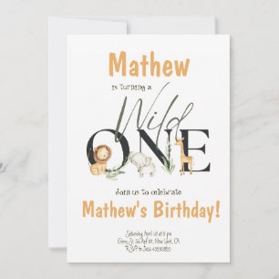Invitation Animaux de la fête Safari Wild Un Anniversaire Inv