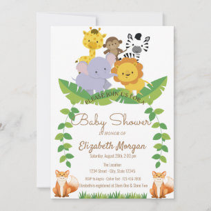 Invitation Animaux de la forêt, Baby Shower Bois