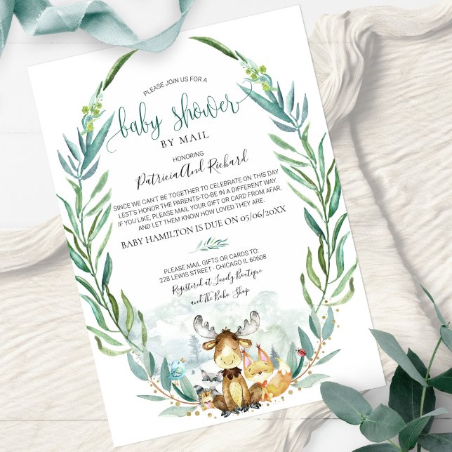Invitation Animaux de la forêt Baby Shower par courrier (Créateur téléchargé)