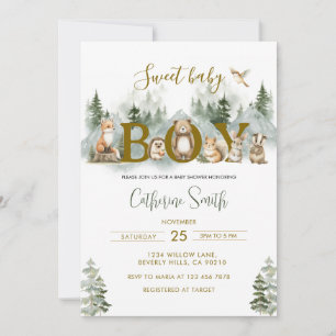Invitation Animaux de la forêt Baby Shower pour bébé garçon a