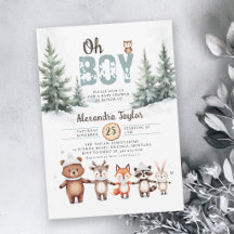 Animaux de la forêt Baby Shower Rustique Hiver Gar