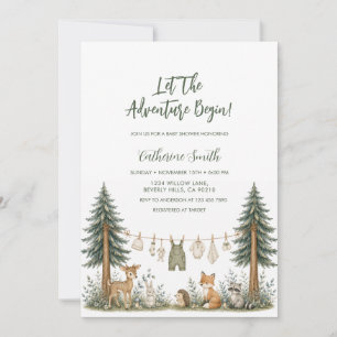 Invitation Animaux de la forêt d'aventure Baby Shower