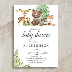 Invitation Animaux de la forêt de boisland Rustique Baby Show