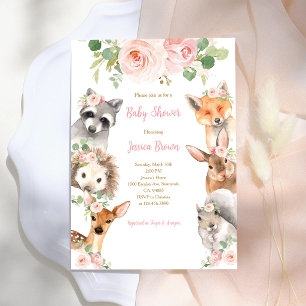 Invitation Animaux de la forêt Fleurie Baby Shower