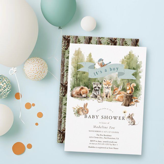 Invitation Animaux de la forêt Garçon Baby Shower (Créateur téléchargé)