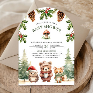 Invitation Animaux de la forêt hivernale Arche de Noël Baby S