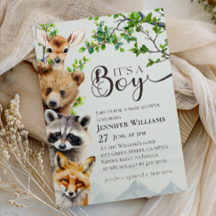 Invitation Animaux de la forêt It's a Boy Baby Shower