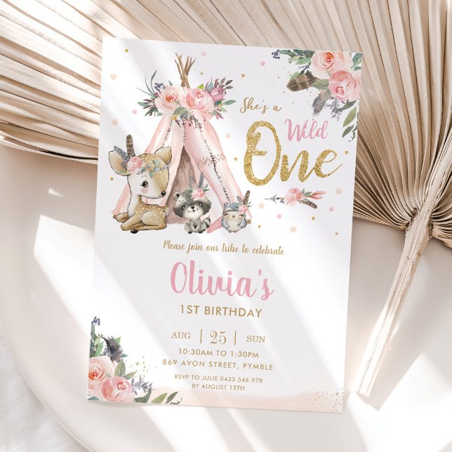 Invitation Animaux de la forêt mignonne Sauvage de la tribu U (Créateur téléchargé)