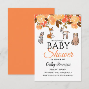 Invitation Animaux de la Forêt Mignons Bébés   Baby Shower