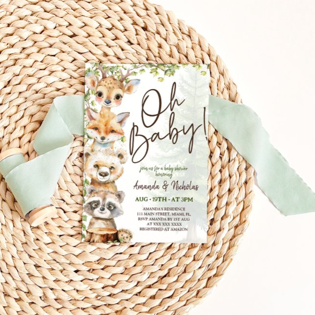 Invitation Animaux de la forêt Oh Baby Shower (Créateur téléchargé)