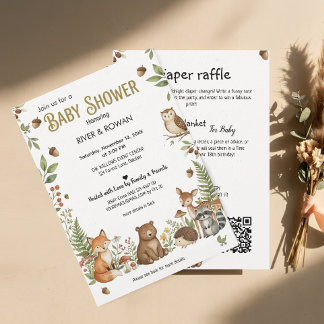 Invitation Animaux de la Forêt | Tout en Un pour Baby Shower