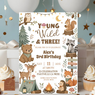 Invitation Animaux de la forêt Young Wild et Trois Garçons An