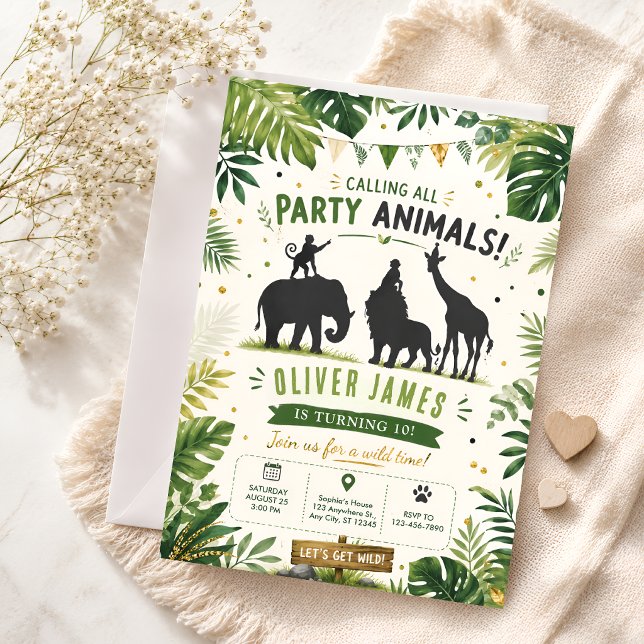 Invitation Animaux de la Jungle 10ème Anniversaire (Créateur téléchargé)