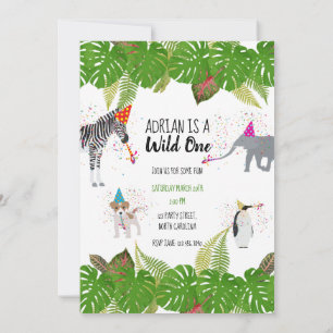 Invitation Animaux de la Jungle drôle et mignonne à Party Wil