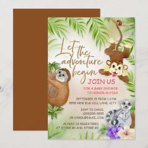 Invitation Animaux de la Jungle L'Aventure Commence Baby Show