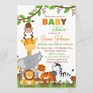 Invitation Animaux de la jungle mignonne Baby shower Invitati