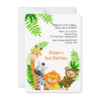 Invitation Animaux de la Jungle Mignons