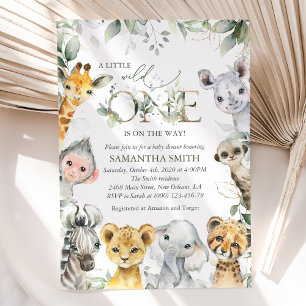 Invitation Animaux de la jungle, Safari, Un sauvage, Baby sho