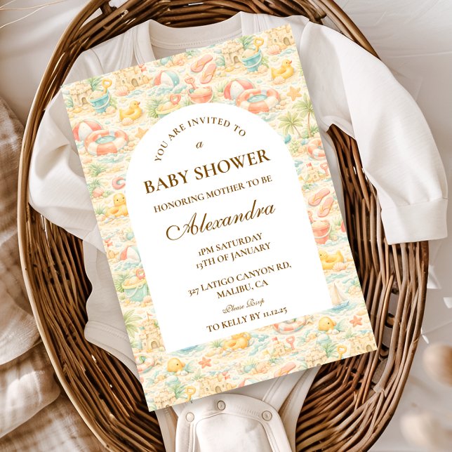 Invitation Animaux de la plage pastel pour Baby Shower (Créateur téléchargé)