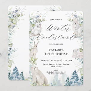 Invitation Animaux de l'Arctique Hiver Onederland 1er anniver