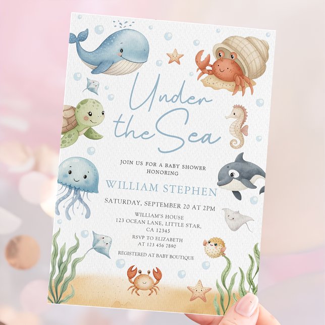 Invitation Animaux de l'océan sous la mer Shower de bébé (Créateur téléchargé)