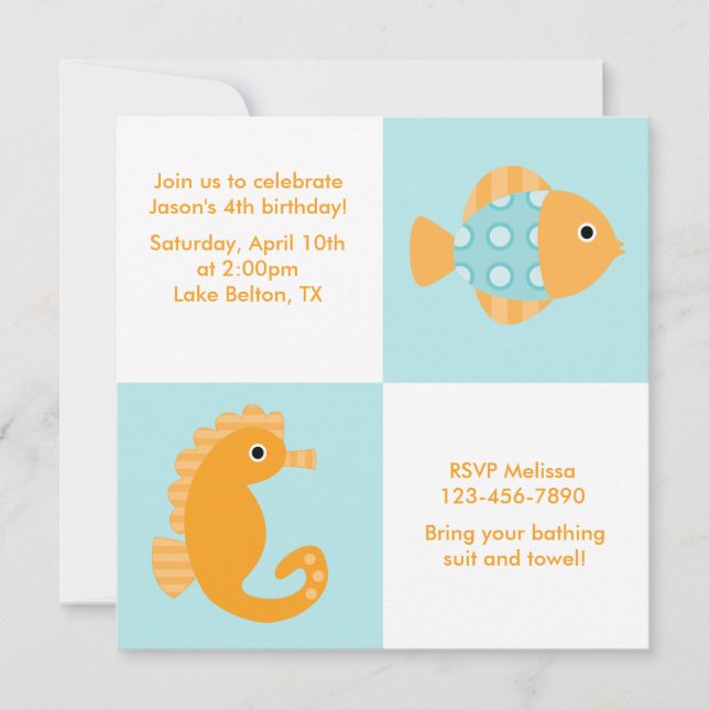 Invitation Animaux de mer Anniversaire (Devant)