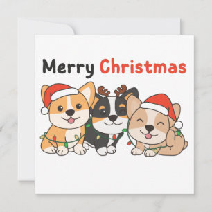 Invitation Animaux de Noël Corgi Chiens Mignons Joyeux Noël