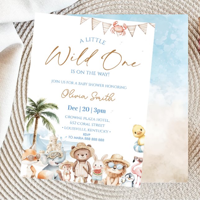 Invitation Animaux de plage Baby shower d'été (Créateur téléchargé)